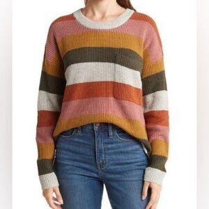 Madewell Striped Cotton Pocket Sweater